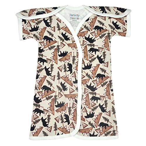 Perfectly Preemie Boy's & Girl's Open-Shoulder Short-Sleeve Ultra Soft NICU Gown - NICU Friendly - Teeny (2-4lbs)