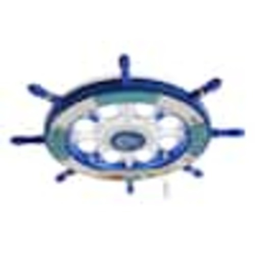 OUKANING 24.4 in. 8-Light Blue and White Modern Ship Rudder Shape Flush Mount Ceiling Light for Kids Room, Bulbs Included HG-YYQDXQ-5120