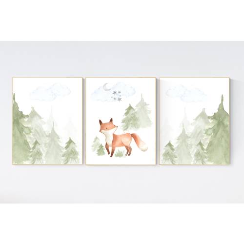 Woodland Fox Nursery Prints: Gender Neutral Animal Art