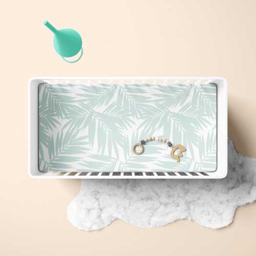 Coconut Leaves Palm Leaves Light Blue Baby Crib Sheet