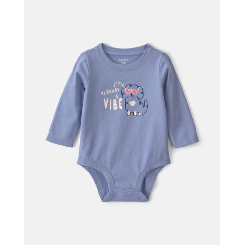 Baby Girl 'Already A Vibe' Dog Long-Sleeve Graphic Bodysuit - Blue | Carter's