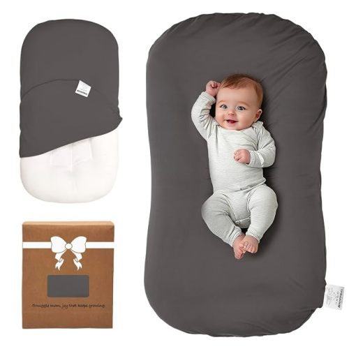 Baby Lounger Oversized 0-24 Months, Home and Travel Infant Cushion-Grey
