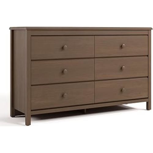 Storkcraft Alpine 6-Drawer Dresser (Hazelnut) – GREENGUARD Gold Certified, Brown Dresser for Bedroom, Kids & Nursery Storage Drawers, Safety Interlocking Drawers, Pre-Installed Tracks, Kids Bedroom