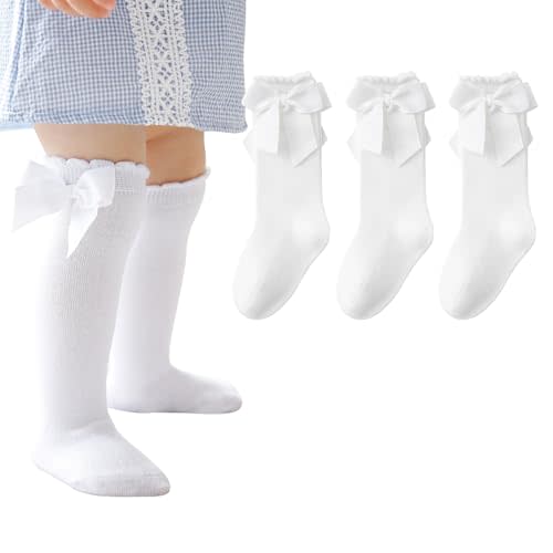 Baby Girls Socks Knee High Socks With Bow Infants Toddlers Stockings School Uniform Dress Socks