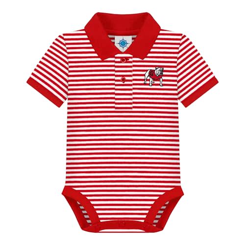 Creative Knitwear College Baby Striped Polo Bodysuit - Team Logo, Multiple Colors, for Boys & Girls (0-12 Months)