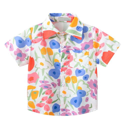 Yievot Unisex Newborn Baby Boy Girl Hawaiian Shirts Clearance Childrens Short Sleeve Button Down T Shirts Floral Graphic Print Tops Baby Clothes Boys 6 Month-6 Years