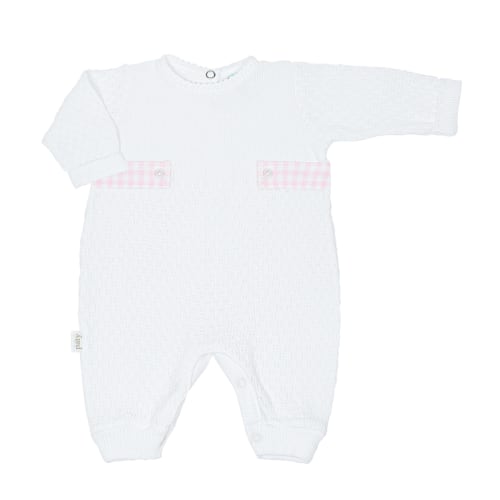 Paty Knit Romper, Gingham Tabs #166LSGHM