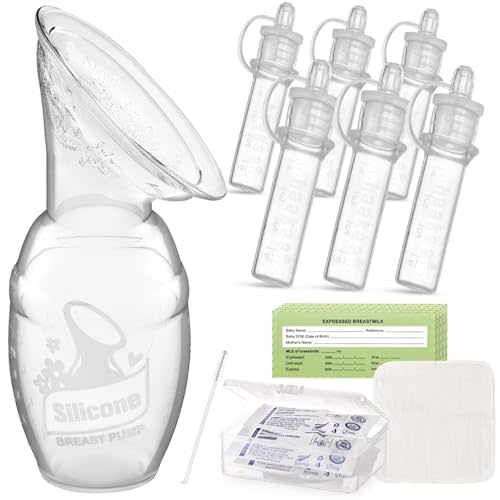 haakaa Gen.1 Manual Breast Pump 100ml/4oz. & 4ml Colostrum Collectors (6pcs) Combo - Liquid Gold Collection Set, Flexible & Soft Silicone Breast Milk Collector with Ready-to-use Colostrum Syringe