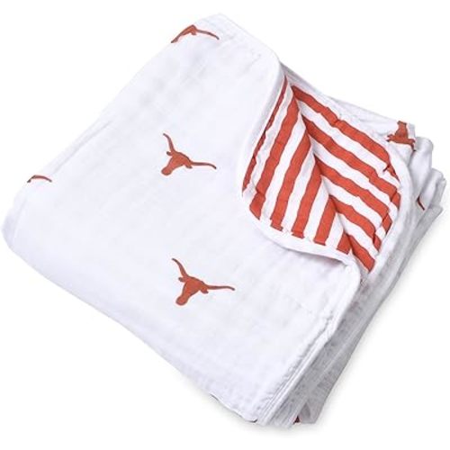 Three Little Anchors Texas Longhorns Four Layer Muslin Toddler Blanket 47x47in