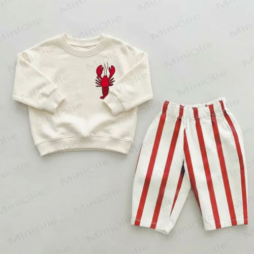 Baby Toddler Lobster Red Striped Pants 2-piece Set