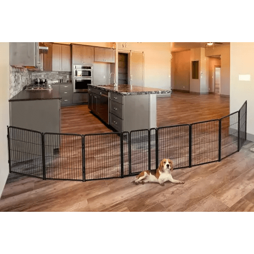 FXW Dog Gate Extra Wide Designed for Indoor Use, Adjustable Width Up to 219-inch Wide (32" H 8 Wire Panels for Small and Medium Dogs), Black