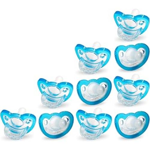 RaZbaby Jollypop Pacifier for Newborns & Up, USA Made, Natural Shaped Orthodontic Binky, Lovingly Shared in NICUs & Hospitals Worldwide, Medical-Grade 100% BPA-Free - 0-3 Months, 10 Pack - Blue