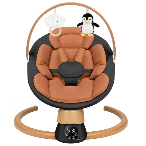 Baby Swings for Infants | Electric Portable Baby Swing with Bluetooth, 5 Swing Speed, 3 Timer Settings, 10 Melodies, 5-Point Harness & Remote Control | Indoor & Outdoor Newborn Swing (Black)