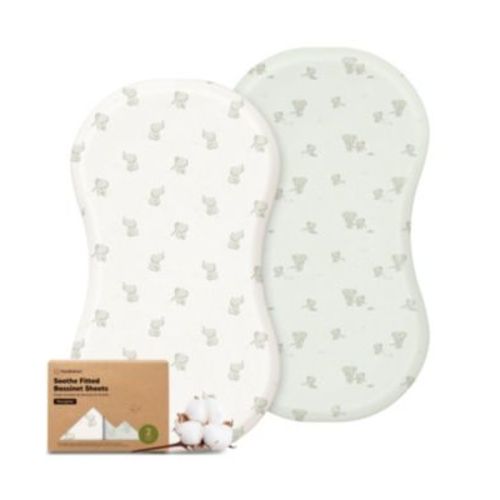 Organic Bassinet Sheet for Boys, Girls, 2-Pack Soft Soothe Bassinet Sheets for Halo BassiNest Swivel Sleeper, Hourglass 30x18