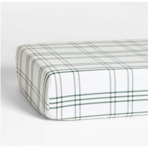 Stax Pine Green Yarn-Dyed Organic Cotton Baby Crib Fitted Sheet