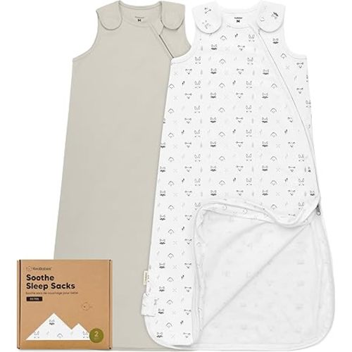 2-Pack Organic Baby Sleep Sacks, 100% Cotton 0.5TOG (Nordic, 6-18M) | Soft Breathable, Baby Wearable Blanket, Toddler Sleeping Sack 6-18 Months, Easy to Wear Transitional Swaddles for Newborns