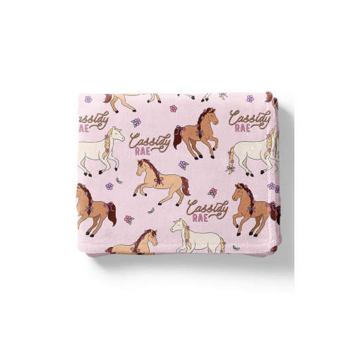 Personalized Kids Blanket in Pony Club Pink | Caden Lane