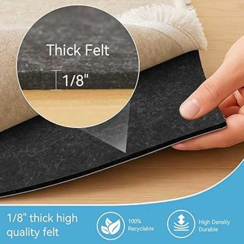 Warmstar 8x10 FT Non Slip Rug Pad,100% Waterproof Felt Rug Pad for Hardwood Floors,1/8” Thick Soft Carpet Pad with Natural Rubber Backing, Secure Grip & Floor Protection
