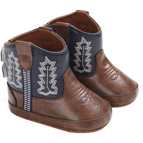 Newborn Baby Boy Girl Boots Western Cowboy Boots Infant Non-Slip Soft Sole First Walker Crib Shoes