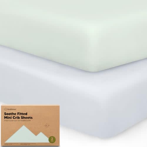 2-Pack Mini Crib Sheets Fitted, 38x26 Pack N Play Mattress Sheets (Cove) | Organic Cotton Sheets for Pack and Play Mattress, Soft, Breathable Playard Bedding Sheet, Mini Toddler Bed Cover, Boys, Girls