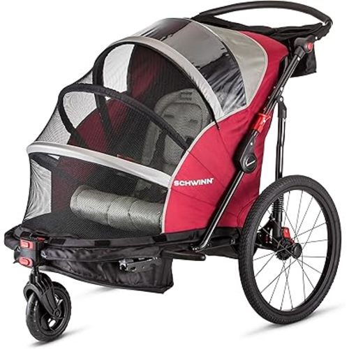 Schwinn Trailblazer Plus, Trailblazer, Joyrider or Echo Kids Bike Trailer, Single or Double Seat, Universal Coupler, Folding Frame, Quick-Release Wheels, Canopy, Schwinn Bike Trailer for Kids