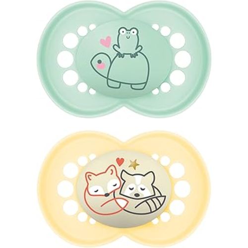 MAM Original Day & Night Pacifiers, Binky Pacifier for 6-16 Months, BPA-Free Silicone, Glows in the Dark, Best for Newborn Babies, Developed with Medical Experts, 2 Count Binkies, with Sterilizer Case