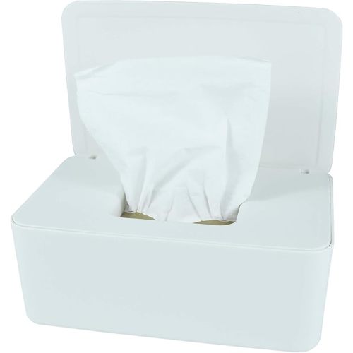Diaper Wipes Dispenser, Tissue Storage Box Case, Wet Wipe Dispenser Holder with Lid for Home, Office, Cars (White)