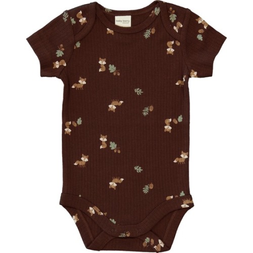 Dark Brown Baby Short Sleeve Organic Cotton Rib Bodysuit | Best&Less™ Online