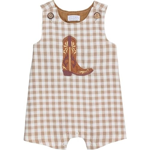 Mud Pie Baby Boy Boot Gingham Jon Jon
