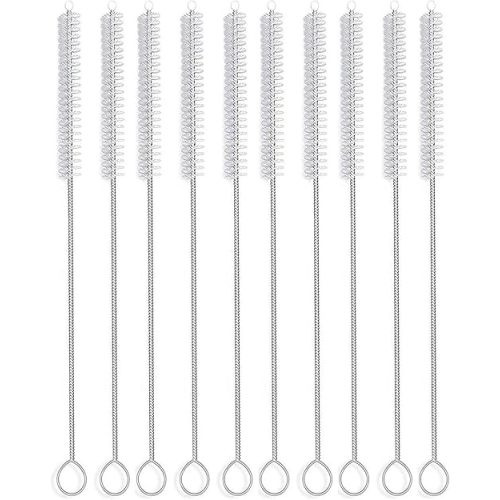 Long Straw Brush, Nylon Pipe Tube Cleaner 10-ihch X 2/5-inch Set of 10