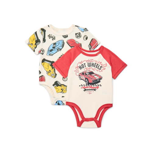 Hot Wheels Baby Boys or Girls Graphic One-Piece Bodysuits, 2-Pack, Sizes 0/3M-24M