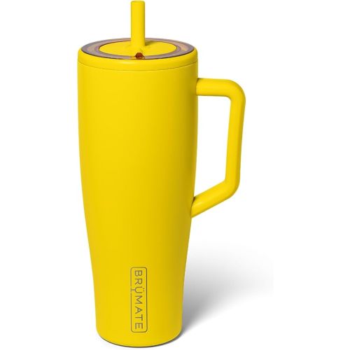 BrüMate Era 40 oz Tumbler with Handle and Straw | 100% Leakproof Insulated Water Bottle Tumbler with Lid and Flexible SoftSip Straw | Made of Stainless Steel | Cup Holder Friendly | 40oz (Pineapple)