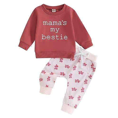 Toddler Baby Girl Clothes Long Sleeve Letter Print Sweatshirt and Stretch Jogger Pants Newborn Fall Winter Outfit