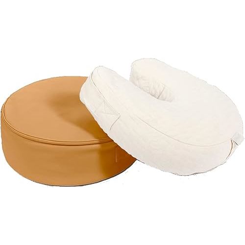 Ruggish Perch Convertible Nursing Pillow 17" x 7" + Case for Breastfeeding + Bottle Feeding + Tummy Time + Sitting Support + Pregnancy Support + Converts Perch into Floor Cushion (Camel)