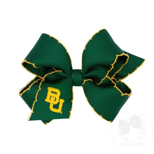 Medium Baylor Moonstitch Embroidered Hair Bow - BAYLOR | Wee Ones Hair Bows & Accessories