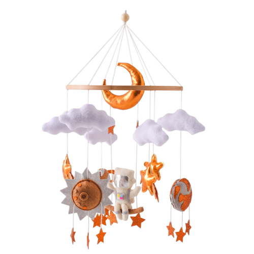 Baby Mobile for Crib, Baby Crib Mobile for Boys Girls, Baby Mobile for Bassinet, Boho Nursery Mobile, Nursery Decor Theme for Bedroom Hanging, Gender Neutral Baby Gift,gold