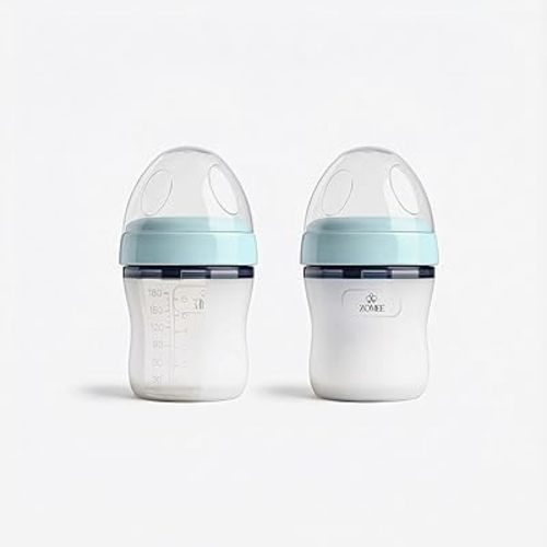 Zomee Silicone Baby Bottles, 6 oz, 2 Pack, Anti-Colic, BPA-Free
