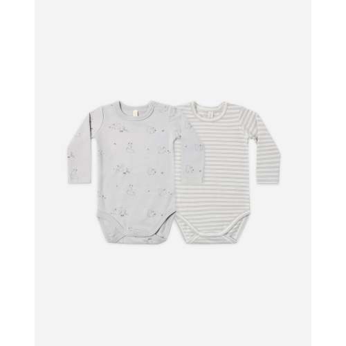 Jersey Bodysuit, 2 Pack Squirrel, Cloud Stripe – Quincy Mae