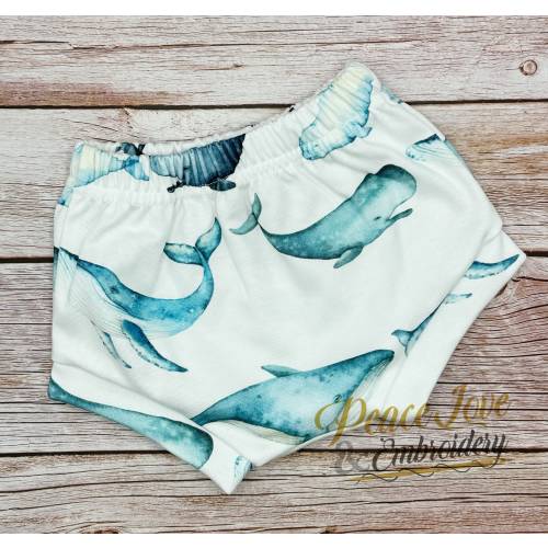 Blue Whales Shorties, Organic Baby Bloomer, Toddler Shorts, Baby Shorts, Diaper Cover, Organic Baby Bummies, Ocean Baby Clothes