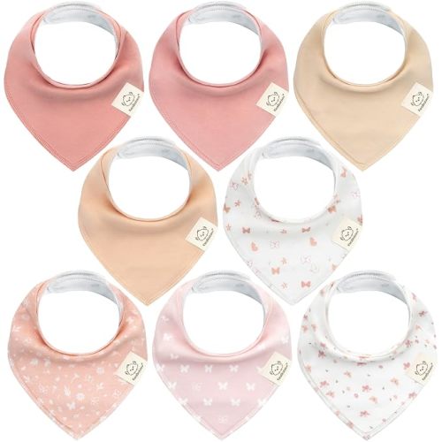 KeaBabies 8pk Organic Baby Bandana Bibs for Drooling and Teething, Dew