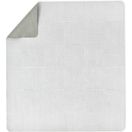 Lalo Splat Mat - Double-Sided Vegan Leather Wipeable Baby Splat Mat - Modern Design, Perfect for Mealtime & Playtime, Easy to Clean High Chair Mat for Floor, 47 x 47 Inches - Wickerwork Sage