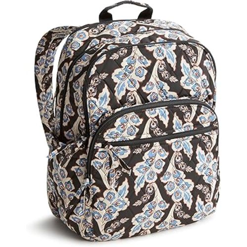 Vera Bradley Women's Large Bancroft Backpack - Performance Twill, Calyx + Quill Black, One Size