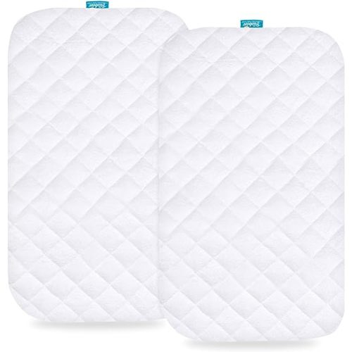 Bassinet Mattress Pad Cover - Fits Dream On Me Seashell Bassinet, 2 Pack, Bamboo, Waterproof