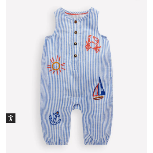Button Down Romper - Red and Blue Multi Stripe | Boden USA