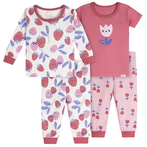 Onesies Brand Baby Girls' Snug Fit 4-Piece Pajama Set