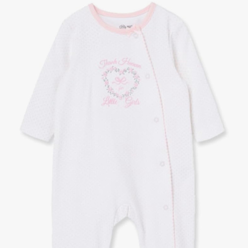 Little Me Clothes for Baby Girls' 100% Cotton Scratch-Free Tag Footie Sleeper, Preemie to 9 Months