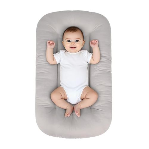 Baby Lounger for Infants Babies 0-24 Months, Bionic Organic Lounger, Soft Cotton Breathable Infant Floor Seats & Loungers for Newborn Baby Shower Gifts (Grey)