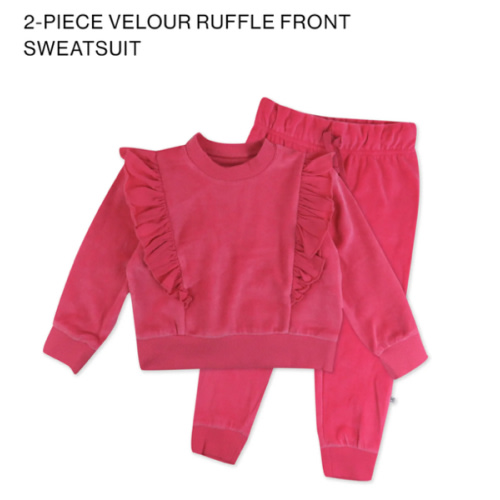 2-Piece Velour Ruffle Front Sweatsuit | Honest Baby Clothing