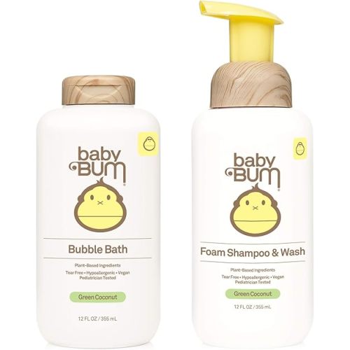Sun Bum Baby Bum Shampoo & Wash & Bubble Bath | Tear Free Foaming Soap for Sensitive Skin with Nourishing Coconut Oil | Natural Fragrance | Gluten Free & Vegan