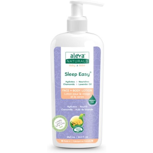 Aleva Naturals Sleep Easy Baby Lotion for Face and Body, Gentle Baby Moisturizer Cream, Natural and Organic Ingredients, Great for Bedtime and Baby Massage - 240ml